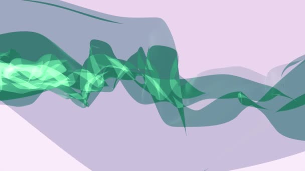 Doux soie fumée vert ruban doux flux ondulant simulation numérique turbulent abstrait animation arrière-plan nouvelle qualité dynamique art mouvement coloré cool belle séquence vidéo 4k — Video