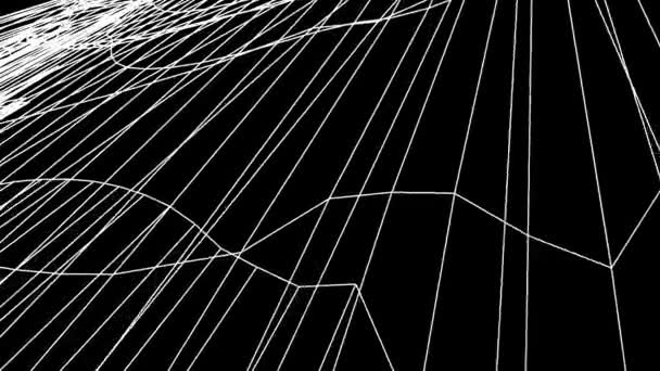 Grid net polygonal wireframe abstract drawing motion graphics animation background new quality retro vintage style cool nice beautiful 4k video footage — Stock Video