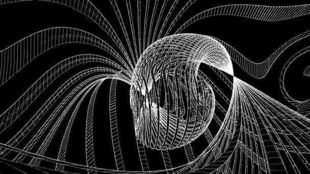 Grille filet polygonale wireframe paon oiseau dessin abstrait animation arrière-plan nouvelle qualité motion graphiques rétro vintage style cool belle vidéo 4k — Video