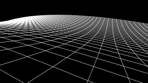 Rétro cyberespace grille net polygonal wireframe paysage boucle transparente dessin mouvement graphiques animation arrière-plan nouveau style vintage de qualité cool belle séquence vidéo 4k — Video