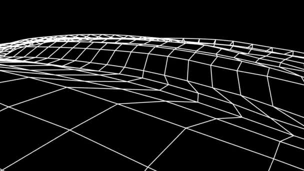 Retro cyberspace grid net polygonal wireframe hilly landscape seamless loop drawing motion graphics animation background new quality vintage style cool nice beautiful 4k video footage — Stock Video