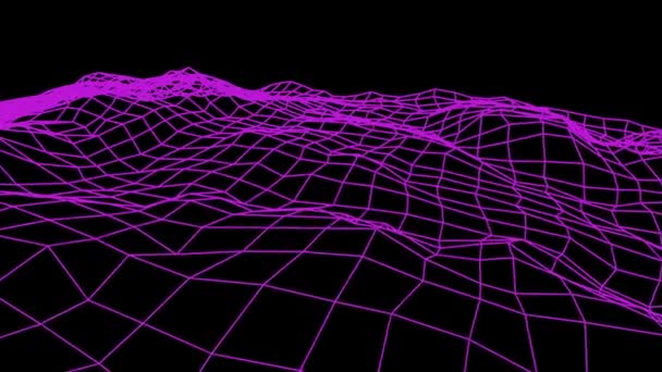 Retro cyberspace grid net polygonal wireframe montañoso paisaje lazo sin costura dibujo movimiento gráficos animación fondo nueva calidad vintage estilo fresco bonito hermoso 4k video metraje — Vídeo de stock