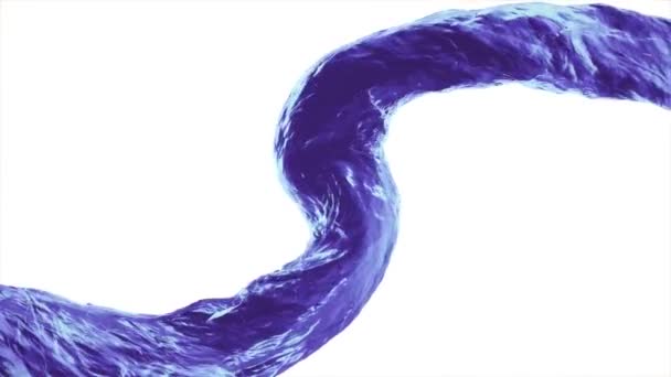 Versare surreale curvo colonna d'acqua flusso digitale simulazione rallentatore isolato animazione su sfondo bianco nuova qualità grafica movimento naturale fresco bello bel filmato 4k — Video Stock