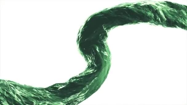 Hälla surrealistiska böjda vatten kolumnen ström digital simulering slowmotion isolerade animation på vit bakgrund nya kvalitet naturlig rörelse grafik cool trevlig vacker 4k film — Stockvideo