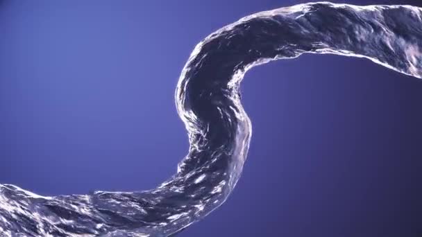 Pouring surreal curved water column stream digital simulation seamless loop slow motion isolated animation on gradient background new quality natural motion graphics cool nice beautiful 4k footage — Stock Video