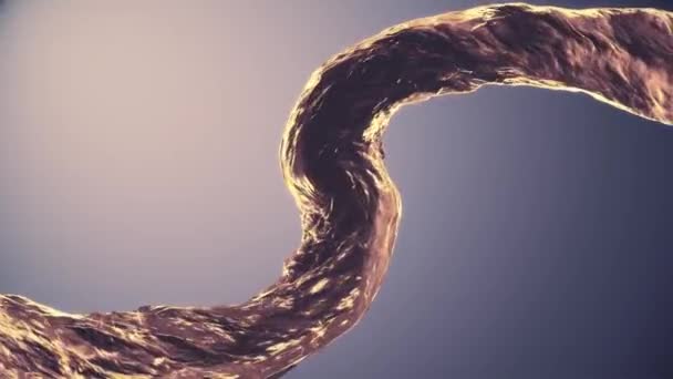 Gieten van surrealistische gebogen water kolom stream digital simulatie naadloze loops slow-motion animatie op verloop achtergrond nieuwe kwaliteit natuurlijke beweging graphics cool leuke mooie 4k beelden geïsoleerd — Stockvideo
