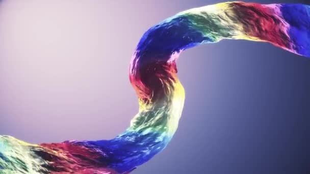 Hälla surrealistiska böjd rainbow vatten kolumnen ström digital simulering sömlös loop slowmotion isolerade animation på tonad bakgrund nya kvalitet naturlig rörelse grafik cool trevlig vacker 4k foo — Stockvideo