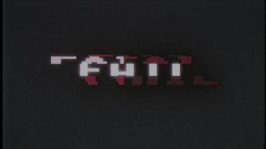 Retro videogame başarısız metin bilgisayar eski tv arıza parazit gürültü ekran animasyon sorunsuz döngü yeni kalite evrensel vintage hareketli dinamik animasyonlu arka plan renkli neşeli video
