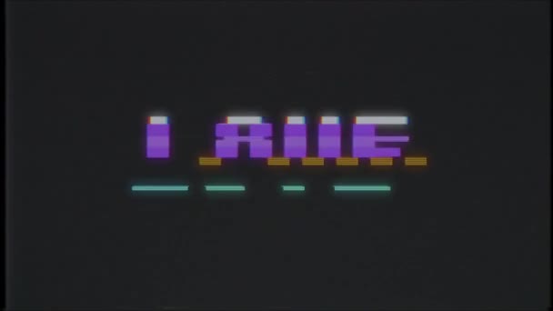Retro videojáték Love szöveg számítógép régi tv fénylik zavaró zaj képernyő animáció varrat nélküli hurok új minőségű univerzális évjárat-motion dinamikus animációs háttér színes örömteli videó — Stock videók