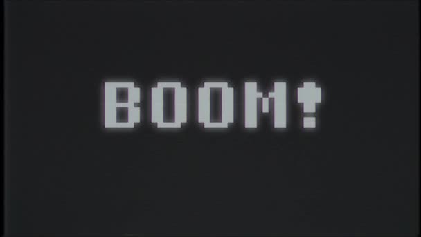 Retro videojuego BOOM texto ordenador viejo tv glitch interferencia ruido pantalla animación lazo sin costuras nueva calidad universal vintage movimiento dinámico animado fondo colorido alegre vídeo — Vídeos de Stock