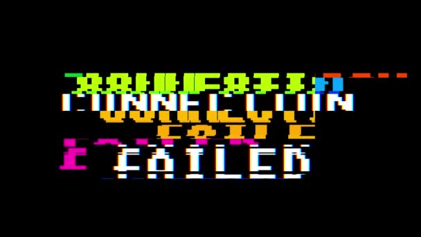 Retro videogame CONNECTION FAILED text computer old tv glitch interference noise screen animation seamless loop New quality universal vintage motion dynamic animated background colorful joyful video — Stock Video