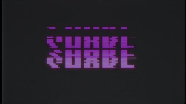 Retro videogame shake text computer alt tv glitch störung rauschen bildschirm animation nahtlose schleife neue qualität universal vintage motion dynamisch animierter hintergrund bunt freudig video — Stockvideo