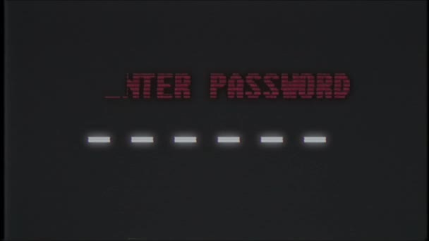 Ретро відеоігри ENTER PASSWORD текст комп'ютера старий телевізійний глюк перешкоди шум екран анімація безшовна петля Нова якість універсальний вінтажний рух динамічний анімований фон барвистий радісний відео — стокове відео