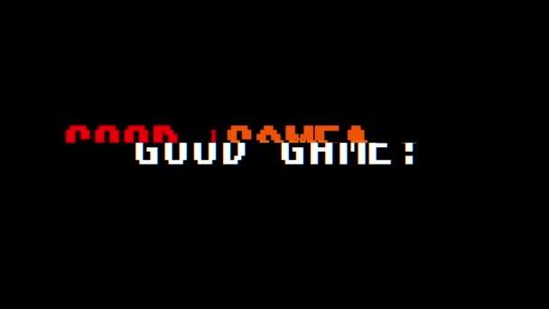 Retro videogame gut spiel text computer glitch störung rauschen bildschirm animation nahtlose schleife neue qualität universal vintage motion dynamisch animierter hintergrund bunt freudig video — Stockvideo