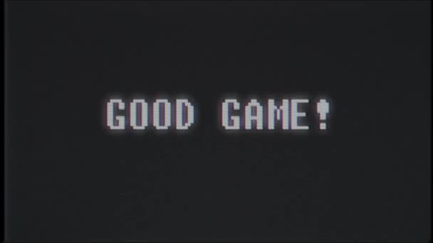 Retro videogame bra spel text dator gamla tv-glitch störningar buller skärm animation sömlös loop nya universal vintage motion dynamiska animerad bakgrund färgglada joyful videokvalitet — Stockvideo