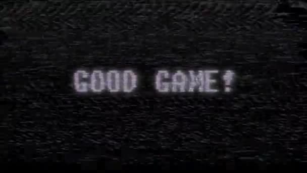 Retro videogame bra spel text dator gamla tv-glitch störningar buller skärm animation sömlös loop nya universal vintage motion dynamiska animerad bakgrund färgglada joyful videokvalitet — Stockvideo