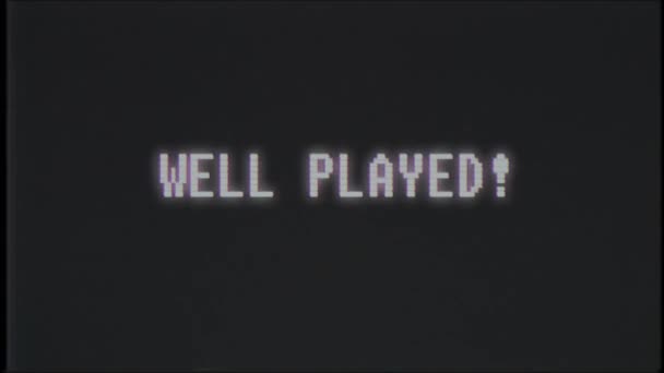 Retro gier dobrze grał tekst na komputerze starego tv glitch zakłóceń hałasu ekranu animacja Płynna pętla nowe jakości uniwersalny vintage animowane tła dynamiczne kolorowe radosny wideo — Wideo stockowe