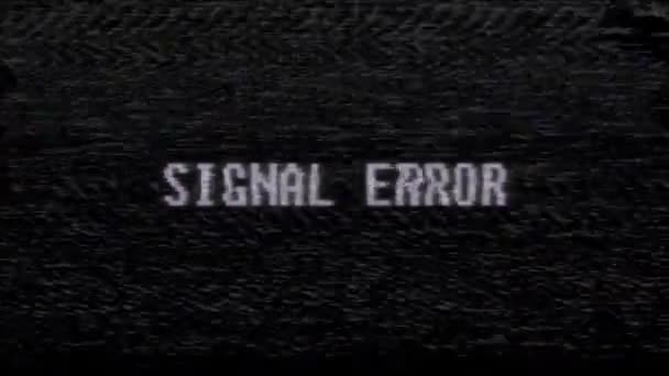 Retro videogame SIGNAL ERROR text computer old tv glitch interference noise screen animation seamless loop New quality universal vintage motion dynamic animated background colorful joyful video — Stock Video