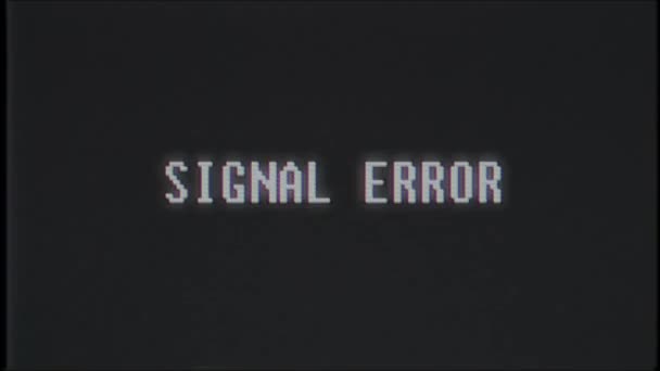 Retro videogame SIGNAL ERROR texto computador velho tv falha interferência ruído tela animação sem costura loop Nova qualidade universal vintage movimento dinâmico animado fundo colorido alegre vídeo — Vídeo de Stock