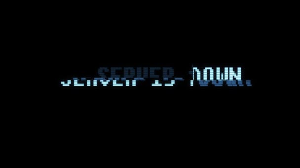 Ретро-видеоигра SERVER IS DOWN text computer holographic glitch interference noise screen animation seamless loop New quality universal vintage motion dynamic animated background colorful joyful video — стоковое видео