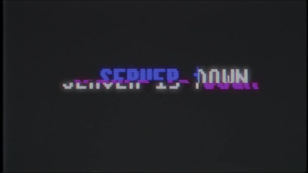 Ретро-видеоигра SERVER IS DOWN text computer old tv glitch interference noise screen animation seamless loop New quality universal vintage motion dynamic animated background colorful joyful video — стоковое видео