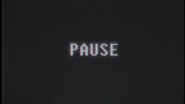 Retro video oyunu Duraklat metin bilgisayar eski tv arıza parazit gürültü ekran animasyon sorunsuz döngü yeni kalite evrensel vintage hareketli dinamik animasyonlu arka plan renkli neşeli video