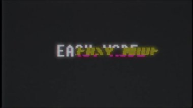 Retro video oyunu kolay modu metin bilgisayar eski tv arıza parazit gürültü ekran animasyon sorunsuz döngü yeni kalite evrensel vintage hareketli dinamik animasyonlu arka plan renkli neşeli video