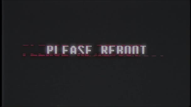 rétro jeu vidéo S'IL VOUS PLAÎT REBOOT texte ordinateur vieux tv glitch interférence bruit écran animation boucle transparente Nouvelle qualité universelle vintage mouvement dynamique animé fond coloré joyeux vidéo 