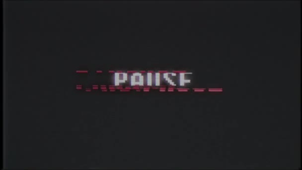 rétro jeu vidéo PAUSE texte ordinateur vieux tv glitch interférence bruit écran animation boucle transparente Nouvelle qualité universelle vintage mouvement dynamique animé fond coloré joyeux vidéo 