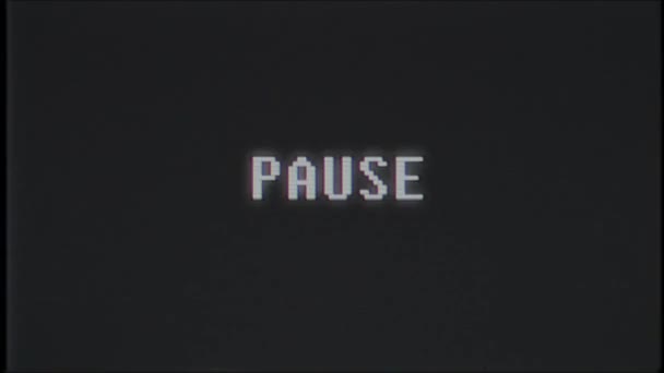 Retro videogame PAUSE text computer old tv glitch interference noise screen animation seamless loop New quality universal vintage motion dynamic animated background colorido alegre vídeo — Vídeo de Stock