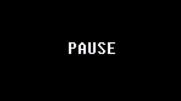 Retro videogame PAUSE text computer old tv glitch interference noise screen animation seamless loop New quality universal vintage motion dynamic animated background colorful joyful video — Stock Video