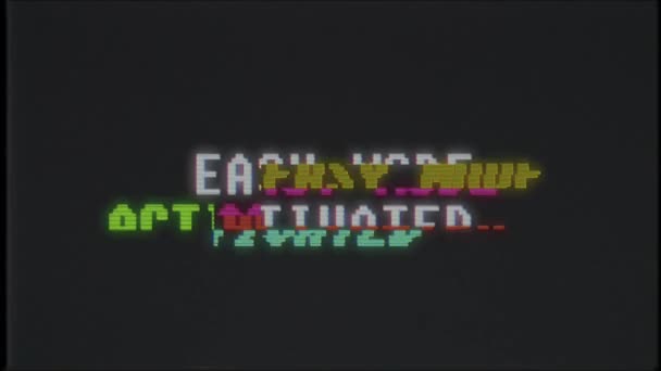 Retro videogame EASY MODE ACTIVATED text computer old tv glitch interference noise screen animation seamless loop New quality universal vintage motion dynamic animated background colorful joyful video — Stock Video