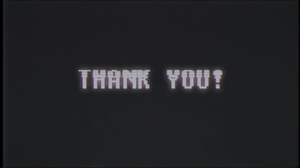 Retro videogame THANK YOU text computer old tv glitch interference noise screen animation seamless loop New quality universal vintage motion dynamic animated background colorido alegre vídeo — Vídeo de Stock