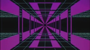 retro tarzı cyber mor kılavuz tünelinden Vhs sonsuz uçuş etkisi hareket grafik animasyon arka plan yeni kalite fütüristik vintage serin güzel güzel video görüntüleri