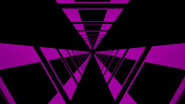 Vuelo sin fin a través de estilo retro cibernético púrpura túnel movimiento gráficos animación fondo nueva calidad futurista vintage fresco bonito video metraje — Vídeos de Stock