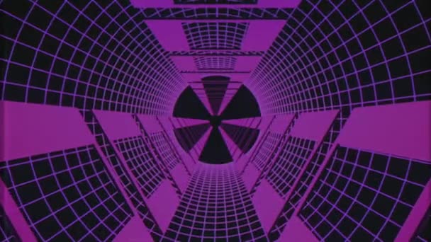 Endlose Flucht durch Retro-Stil cyber lila Tunnel vhs-Effekt Motion Graphics Animation Hintergrund neue Qualität futuristisch vintage cool schön schöne Videoaufnahmen — Stockvideo