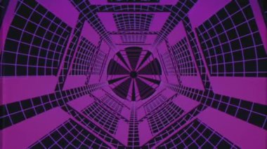 retro tarzı cyber mor tünelinden Vhs sonsuz uçuş etkisi hareket grafik animasyon arka plan yeni kalite fütüristik vintage serin güzel güzel video görüntüleri