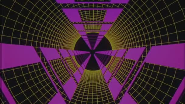 Vol sans fin à travers le style rétro tunnel cyber violet effet VHS mouvement graphiques animation arrière-plan nouvelle qualité futuriste vintage cool belle séquence vidéo — Video