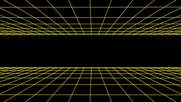 Framåt flyg sömlös rutnät netto polygonal wireframe abstrakt retro tunnel slowmotion loop ritning motion graphics animation bakgrund nya kvalitet vintage stil cool trevlig vacker 4k videofilmer — Stockvideo