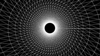 Uçuş içinde dışarı hareket grafik animasyon arka plan yeni kalite vintage tarzı serin güzel güzel 4 k video görüntüleri çizim kılavuz net poligonal tel kafes soyut retro tüneli aracılığıyla