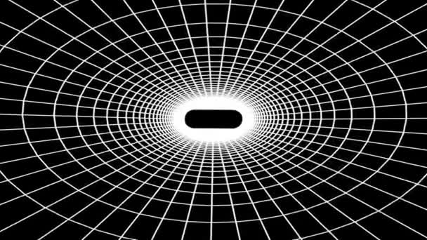 シームレスなグリッド純多角形ワイヤ フレーム抽象的なレトロなトンネル スローモーション飛ぶループ モーション グラフィックス アニメーション背景新しい品質ビンテージ スタイル クールな素敵な美しい 4 k 映像を描画 — ストック動画