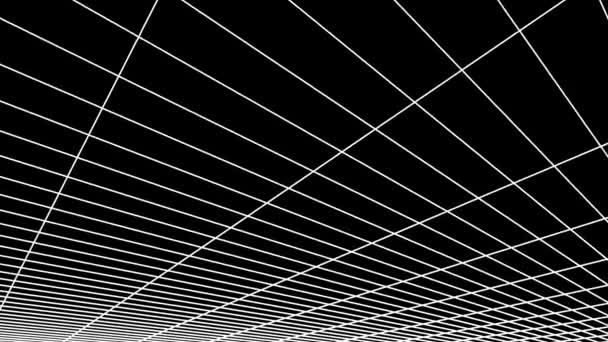 Retro cyberrymden rutnät netto polygonal wireframe flyg vanligt landskap sömlös loop ritning motion graphics animation bakgrund nya kvalitet vintage stil cool trevlig vacker 4k videofilmer — Stockvideo
