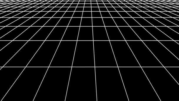 Retro cyberspace grid net polygonal wireframe flight plain landscape seamless loop drawing motion graphics animation background new quality vintage style cool nice beautiful 4k video footage — Stock Video