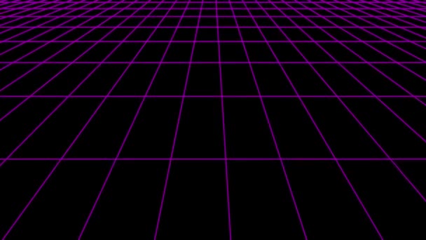 Retro cyberrymden rutnät netto polygonal wireframe flyg vanligt landskap sömlös loop ritning motion graphics animation bakgrund nya kvalitet vintage stil cool trevlig vacker 4k videofilmer — Stockvideo