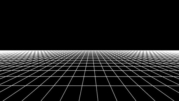 SIDE vol rétro cyberespace grille net polygonal wireframe paysage uni boucle transparente dessin mouvement graphiques animation arrière-plan nouveau style vintage cool belle séquence vidéo 4k — Video