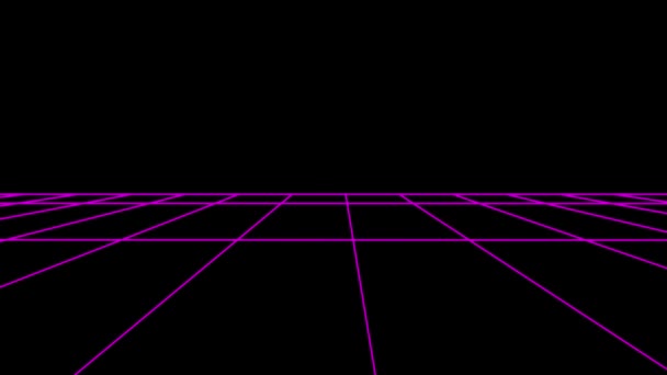 側飛行レトロなサイバー スペース グリッド純多角形のワイヤ フレームのプレーンの風景をシームレスなループ図面モーション グラフィックス アニメーション背景新しい品質ビンテージ スタイル クールな素敵な美しい 4 k のビデオ映像 — ストック動画