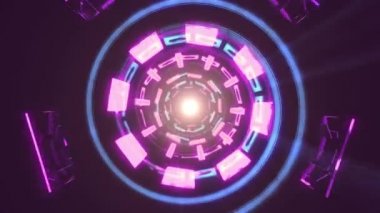 Uçuş içinde blok neon ışıkları soyut cyber tünel hareket grafik animasyon arka plan döngü yeni kalite retro futuristik vintage tarzı sakin ol güzel güzel video görüntüleri