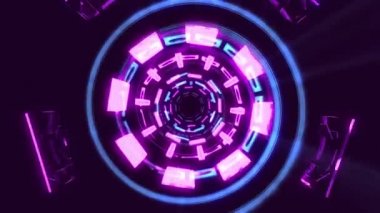 Uçuş içinde blok neon ışıkları soyut cyber tünel hareket grafik animasyon arka plan döngü yeni kalite retro futuristik vintage tarzı sakin ol güzel güzel video görüntüleri