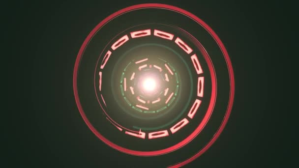 Flight in out through block neon lights abstract cyber tunnel motion graphics animation background loop new quality retro futuristic vintage style cool nice beautiful vídeo footage — Vídeo de Stock