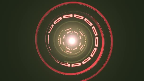 Flight in out through block neon lights abstract cyber tunnel motion graphics animation background loop new quality retro futuristic vintage style cool nice beautiful vídeo footage — Vídeo de Stock